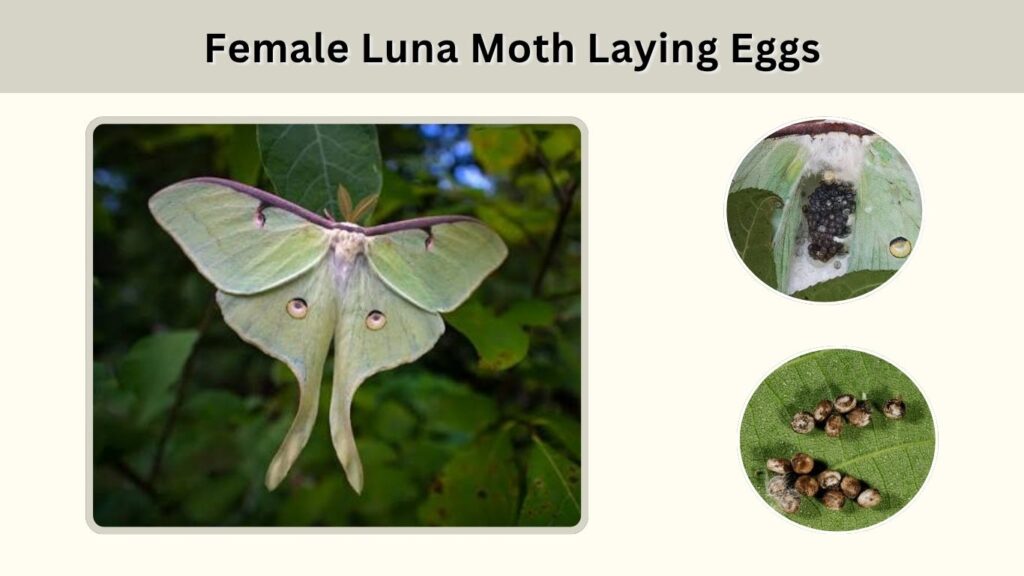 Female Luna Moth Laying Eggs