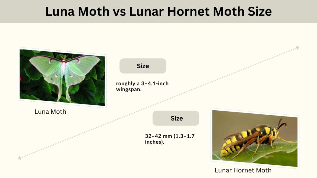 Luna Moth vs Lunar Hornet Moth Size