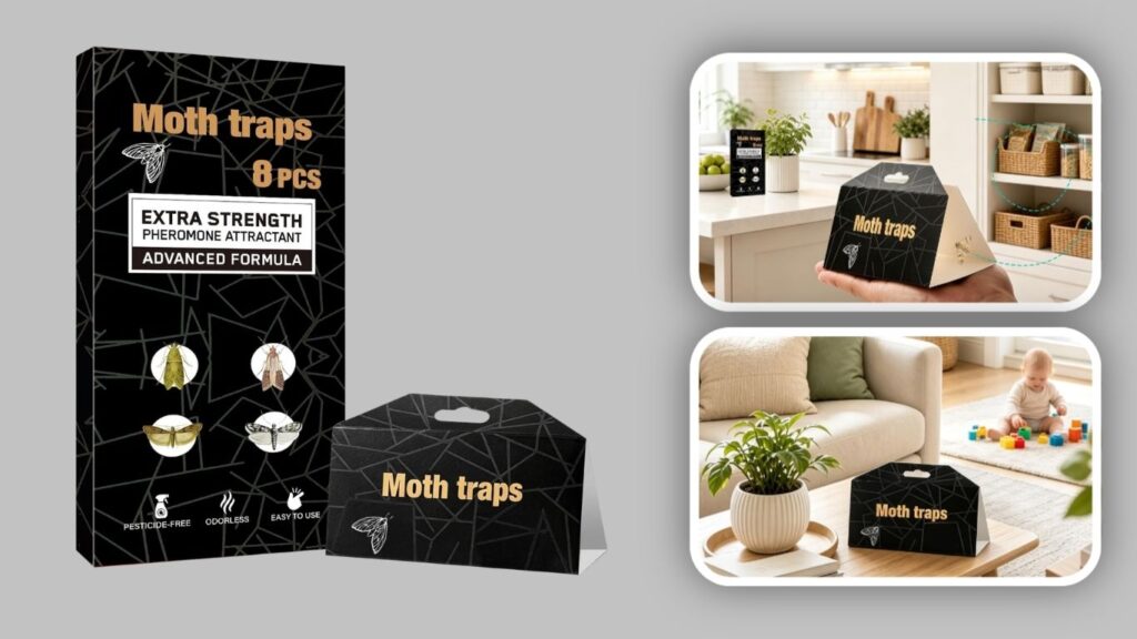 Upgraded Sticky Pantry Moth Traps with Pheromone Attractant